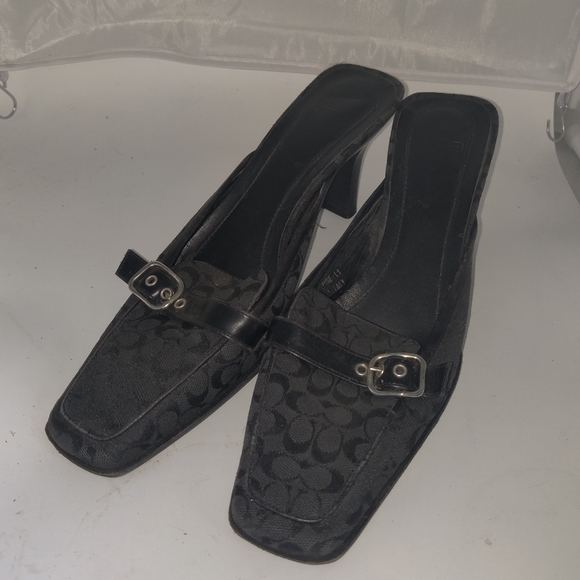 Y2K Coach Gwynne Black Heeled mules. Sz 7.5 - Picture 1 of 7